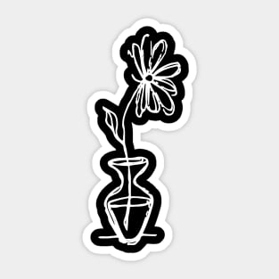 Flower in Vase Doodle White Sticker